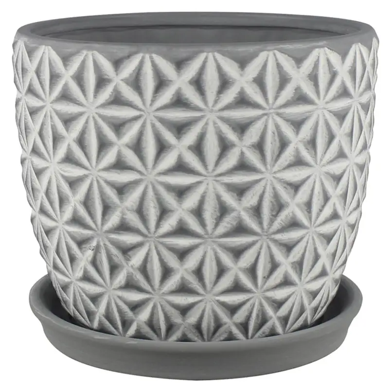 Trendspot Tribeca 8 Inch Ceramic Planter Charcoal Pack 2