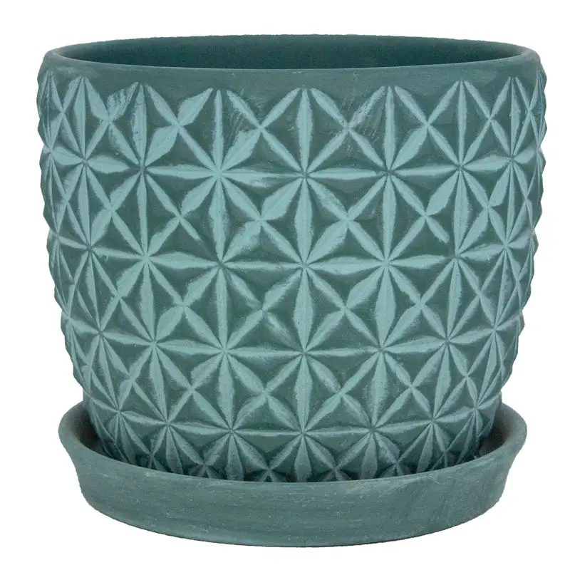 Trendspot Tribeca 8 Inch Ceramic Planter Teal Pack 2