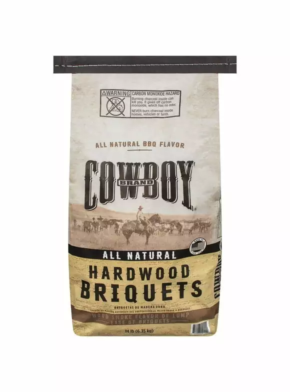 Cowboy Brand 14 Pound Long Lasting Hardwood Briquets Pack 2 BBQ Cowboy Charcoal