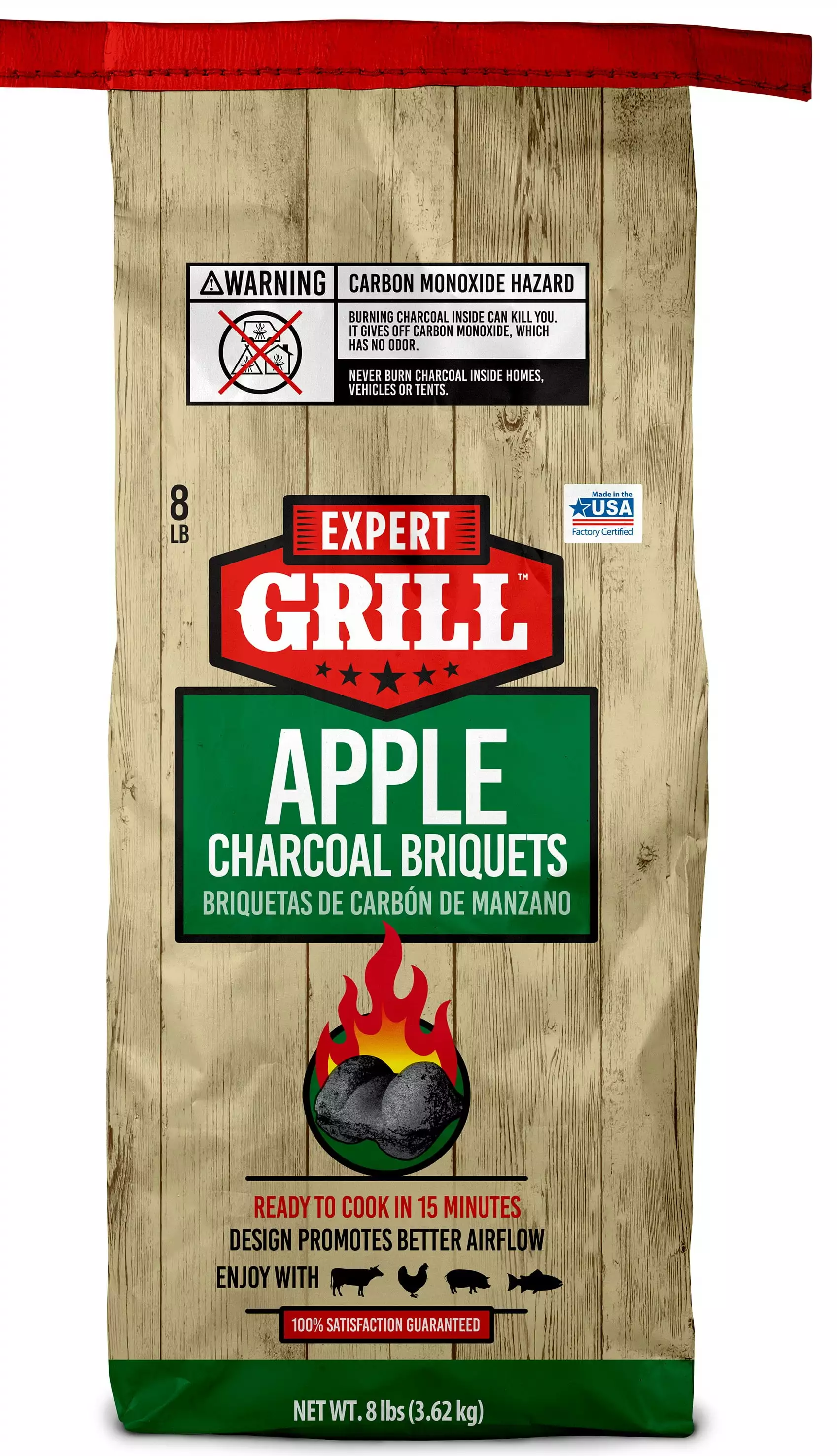 Expert Grill Apple Charcoal Briquettes 8 Lb Wood-Fired Flavor Grilling