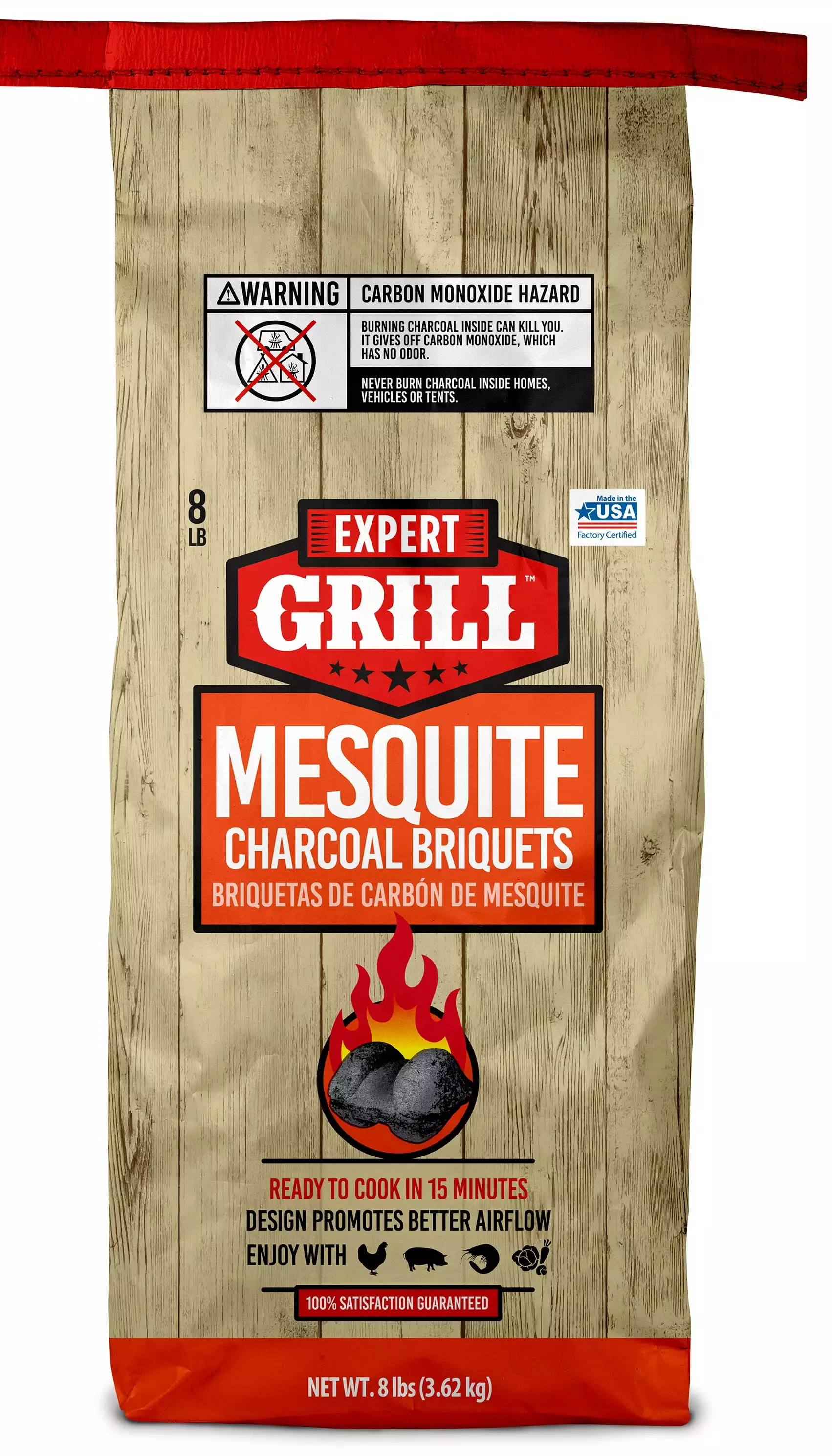 Expert Grill Mesquite Charcoal Briquettes 8 lbs Smoky Flavor Grilling