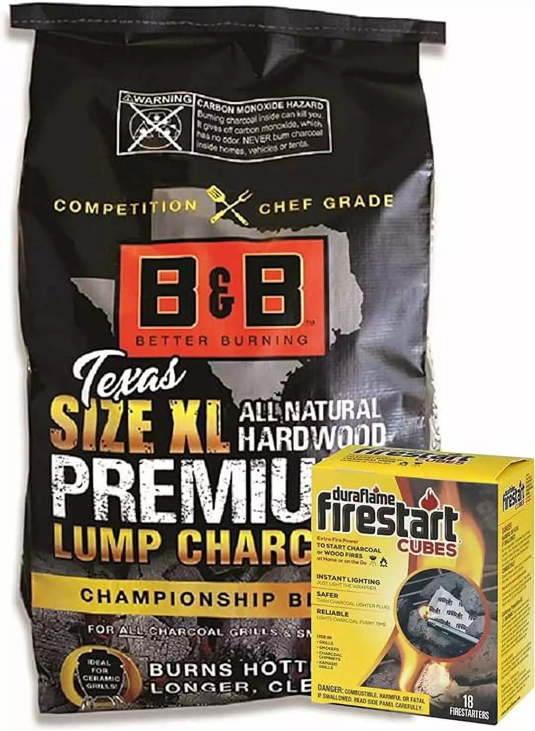 B&B Charcoal Bundled Firelight 18 Pack Firestarters Evergreen Farm and Garden (Hardwood Lump 24lb Bag) Evergreen Farm & Ga...