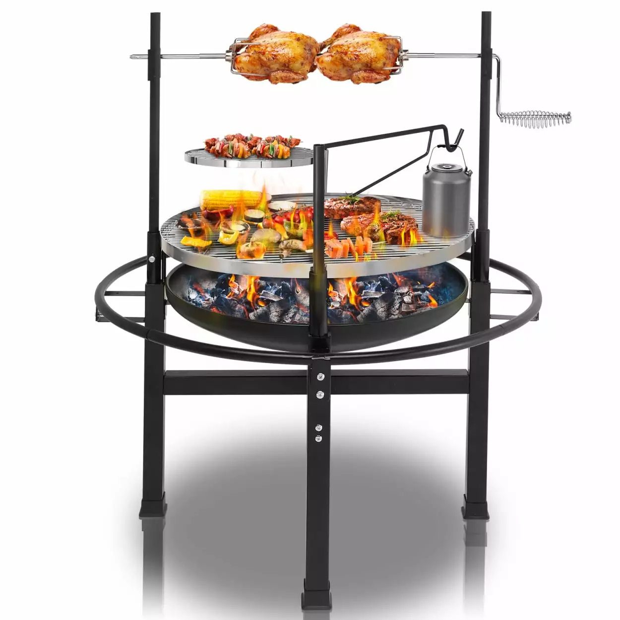 33L X 33W X 43H Round Iron Spray Charcoal BBQ Grill Cooking Area Outdoor ARCTICSCORPION