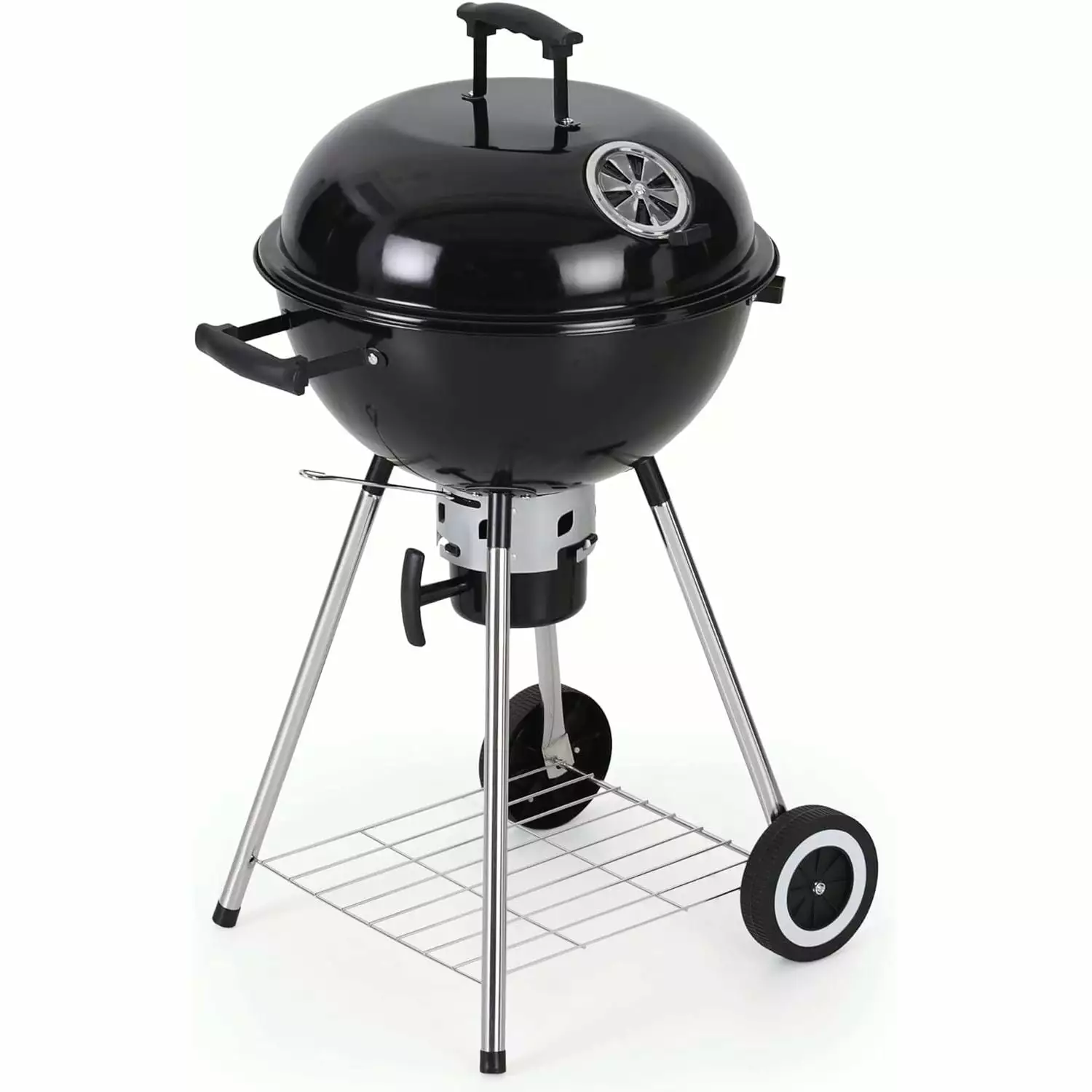 MFSTUDIO 18 Kettle Charcoal Grill Porcelain-Enameled Lid and Bowl Slide Out Ash Catcher BBQ Patio Backyard CMS