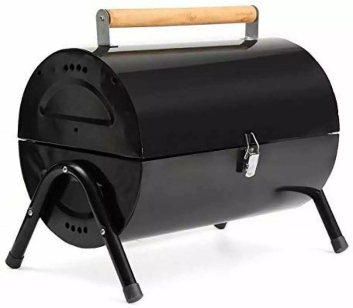Barrel Charcoal BBQ Grill Set 10 Skewers 2 Grills Glove Tong and Butter Brush Home Froth & Flavor