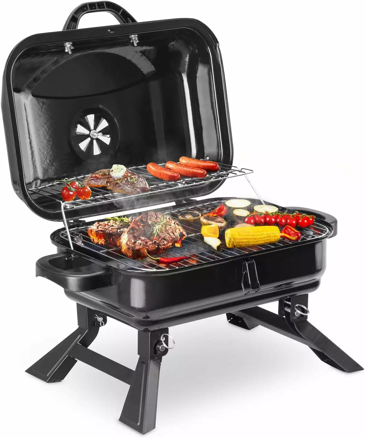 BBQ Grill. Outdoor Travel-friendly Smoker Grill. Barbecue Charcoal Grill Outdoor Camping Backyard Garden Cooking Picnic gh...