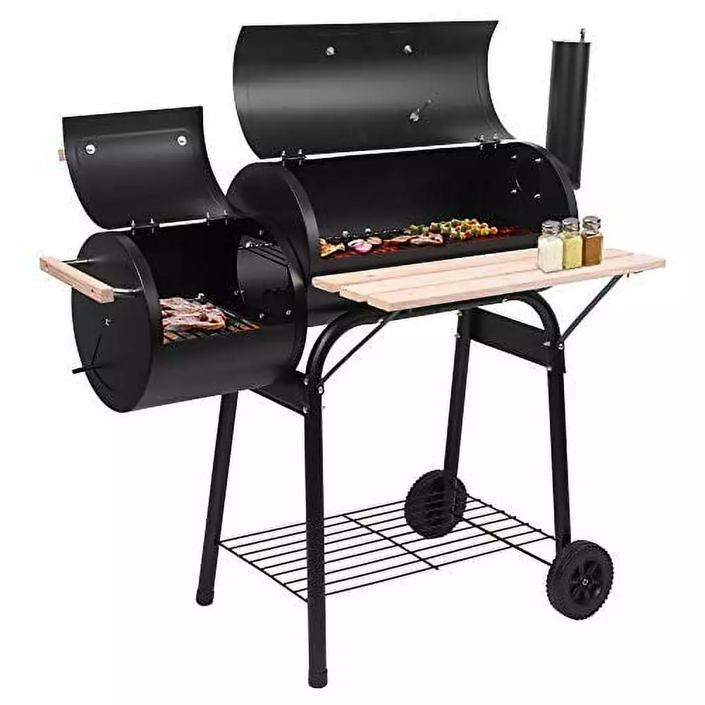 44 Inch Outdoor Charcoal Grill Offset Smoker Wheels Patio Backyard Camping BBQ shijiazhuanggongminshangmaoLTD