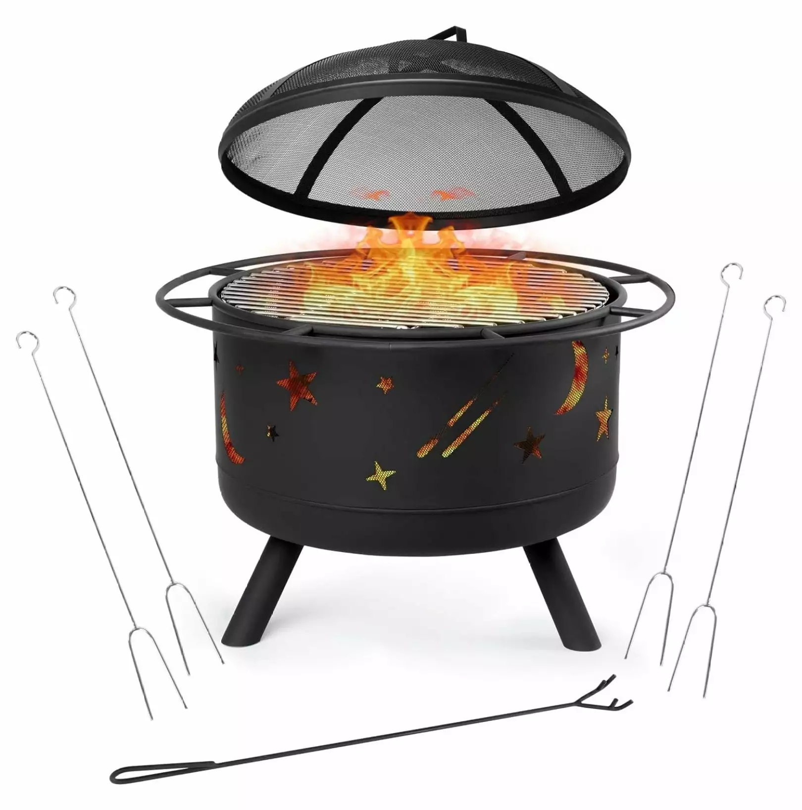 ZHANGHU Charcoal Grill Side Fire Box and Offset Smoker BBQ Outdoor Picnic Camping Patio Backyard Cooking