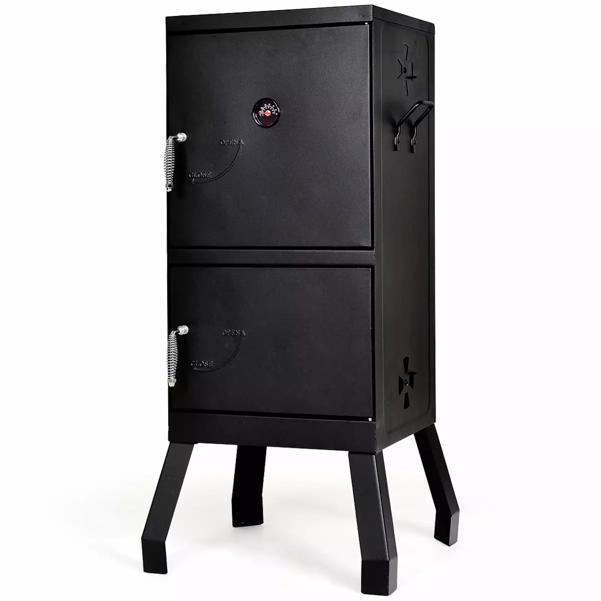 Costway Vertical Charcoal Smoker BBQ Grill Temperature Gauge Outdoor Cooking Black