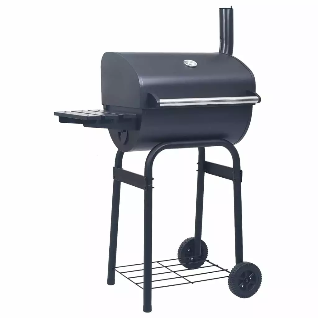 Charcoal BBQ Grill Smoker Thermometer and Bottom Shelf - Easy Assembly Durable Outdoor Cooking Essential Fonhunt