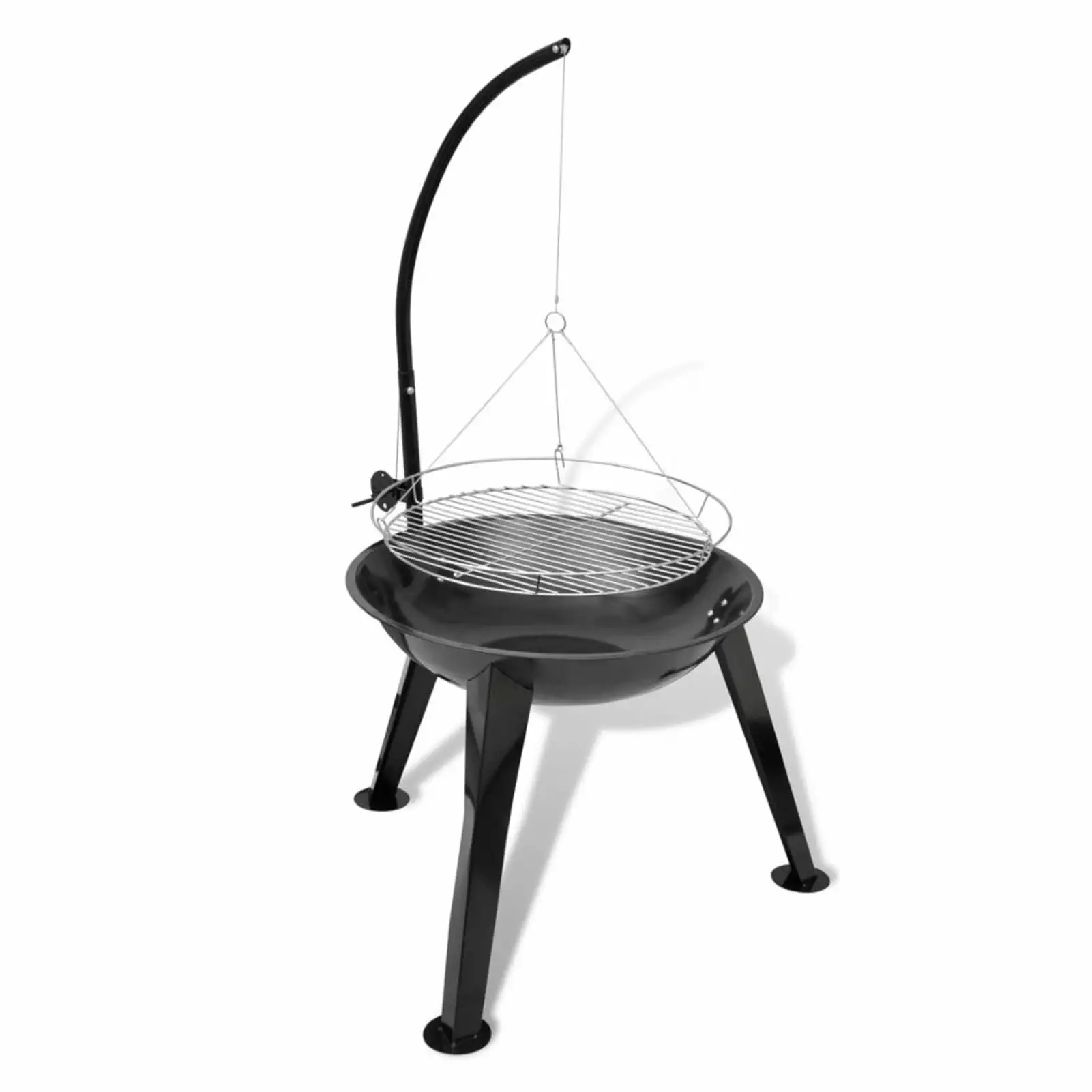 Carevas Round Charcoal Barbecue Stand Patio Garden Cooking