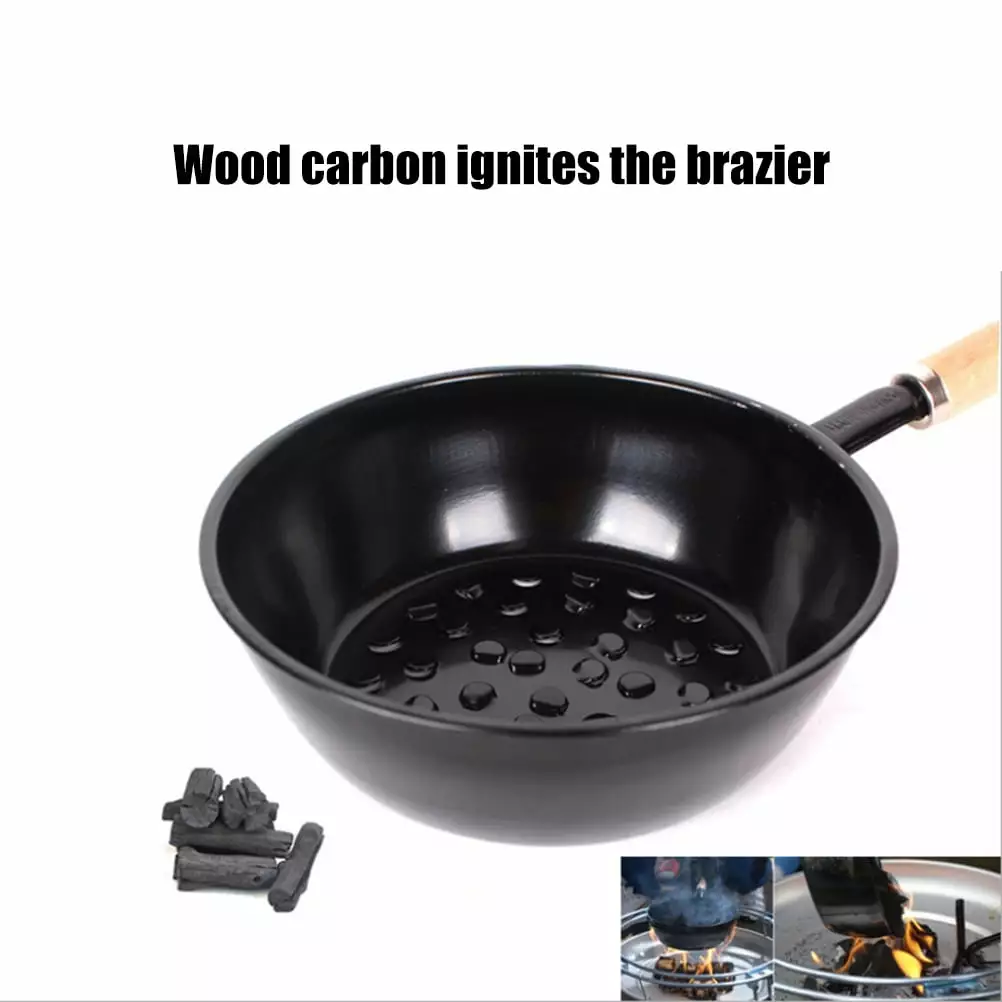 Chimney Charcoal Starter Wooden Handle - Fast Camping Barbecue Brazier Outdoor Grilling weiqian