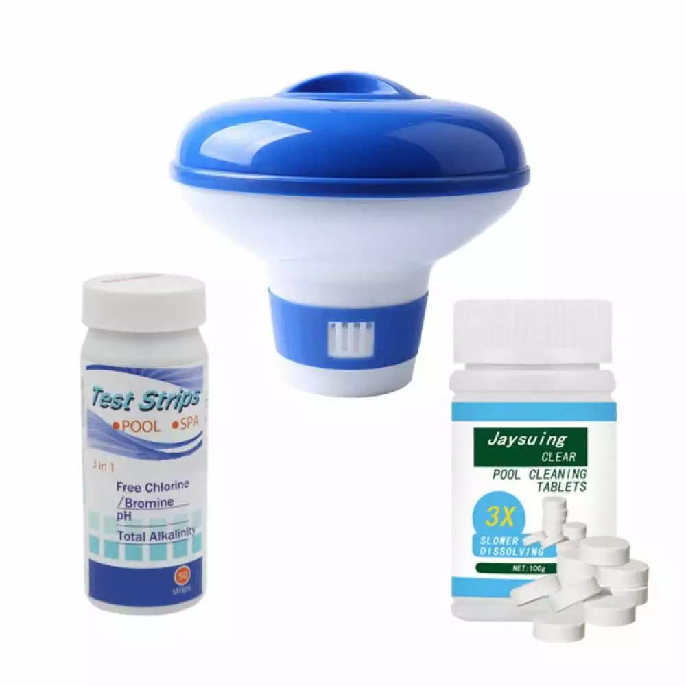 Automatic Pool Cleaner Floating Chlorine Tablet Dispenser and PH Examination Paper Easy Pool Maintenance