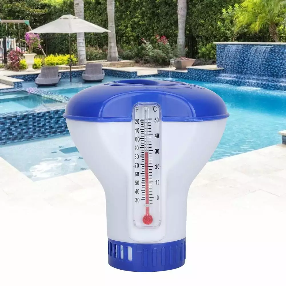 DOACT Floating Pool Chemical Chlorine Dispenser Thermometer - Adjustable Tablet Holder Pools