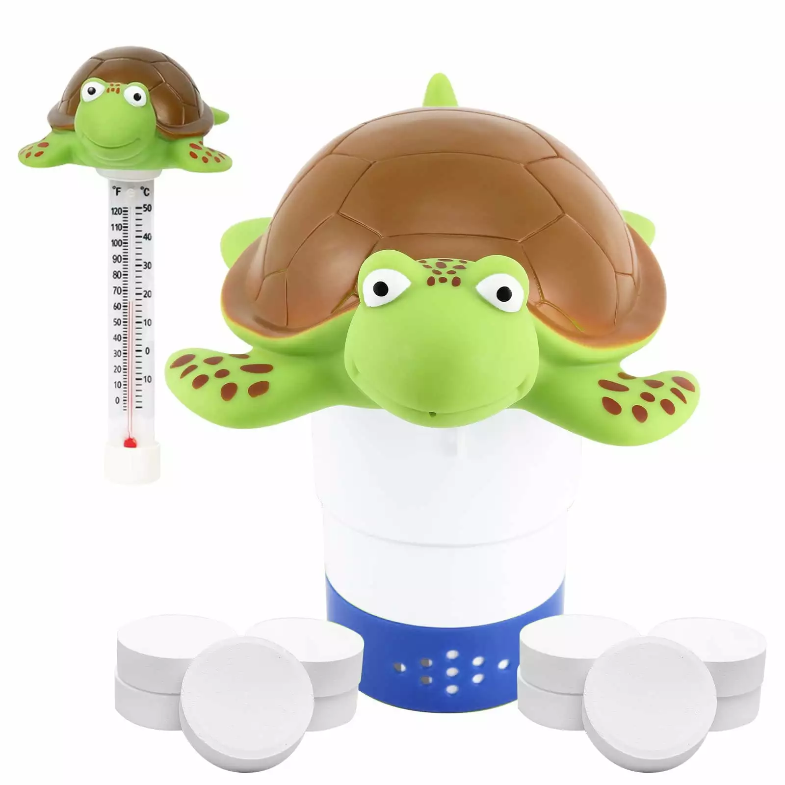 2 1 Turtle Floating Pool Chlorine Dispenser Kit Fits 3 Chlorine Tablets