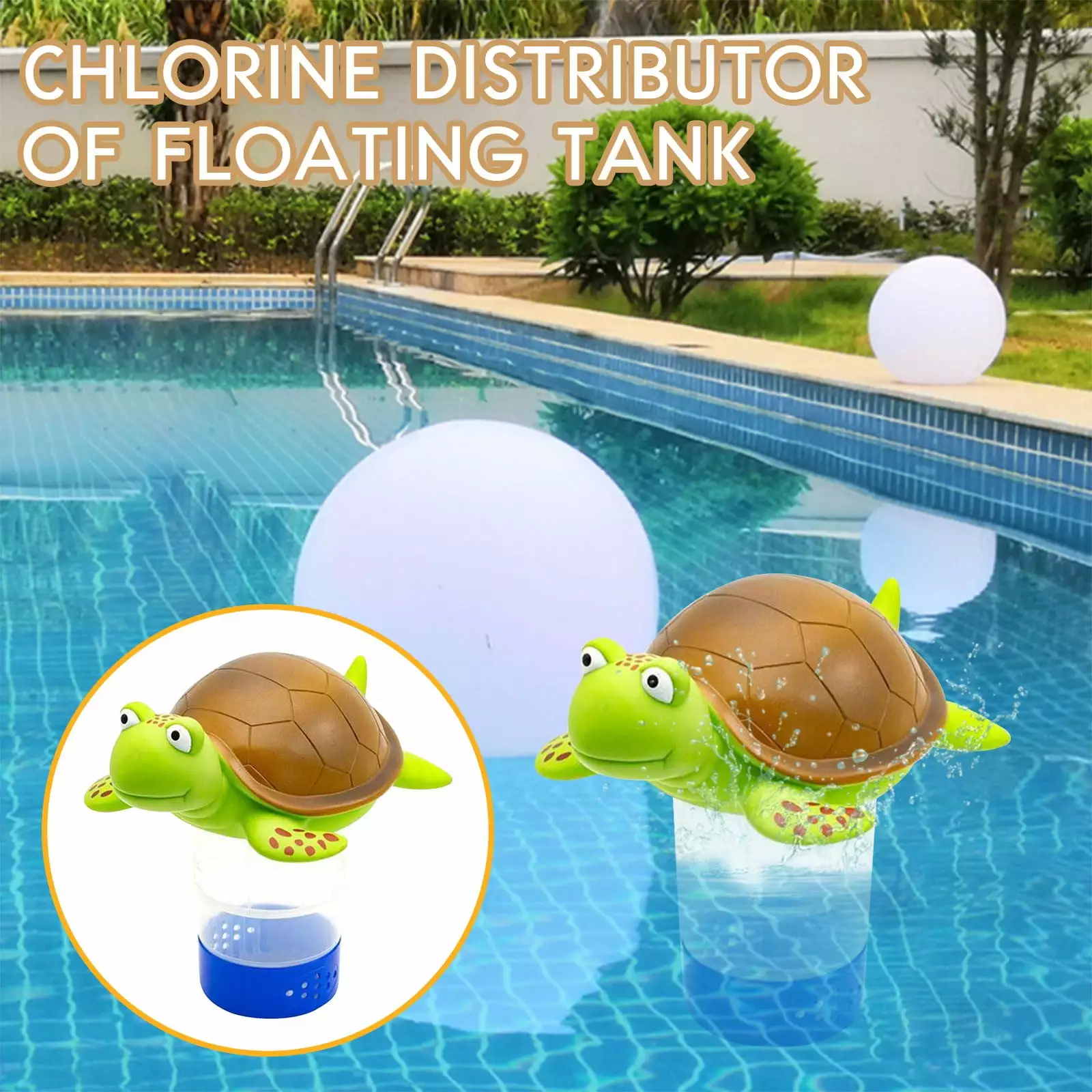 JingChun Chlorine Floater Turtle Floating Pool Chlorine Dispenser Tablets