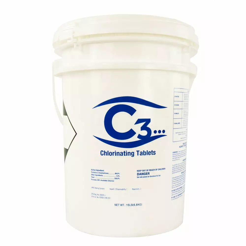 C3 3 Stabilized Chlorine Tablets 15 lbs Swimming Pool and Hot Tubs 10