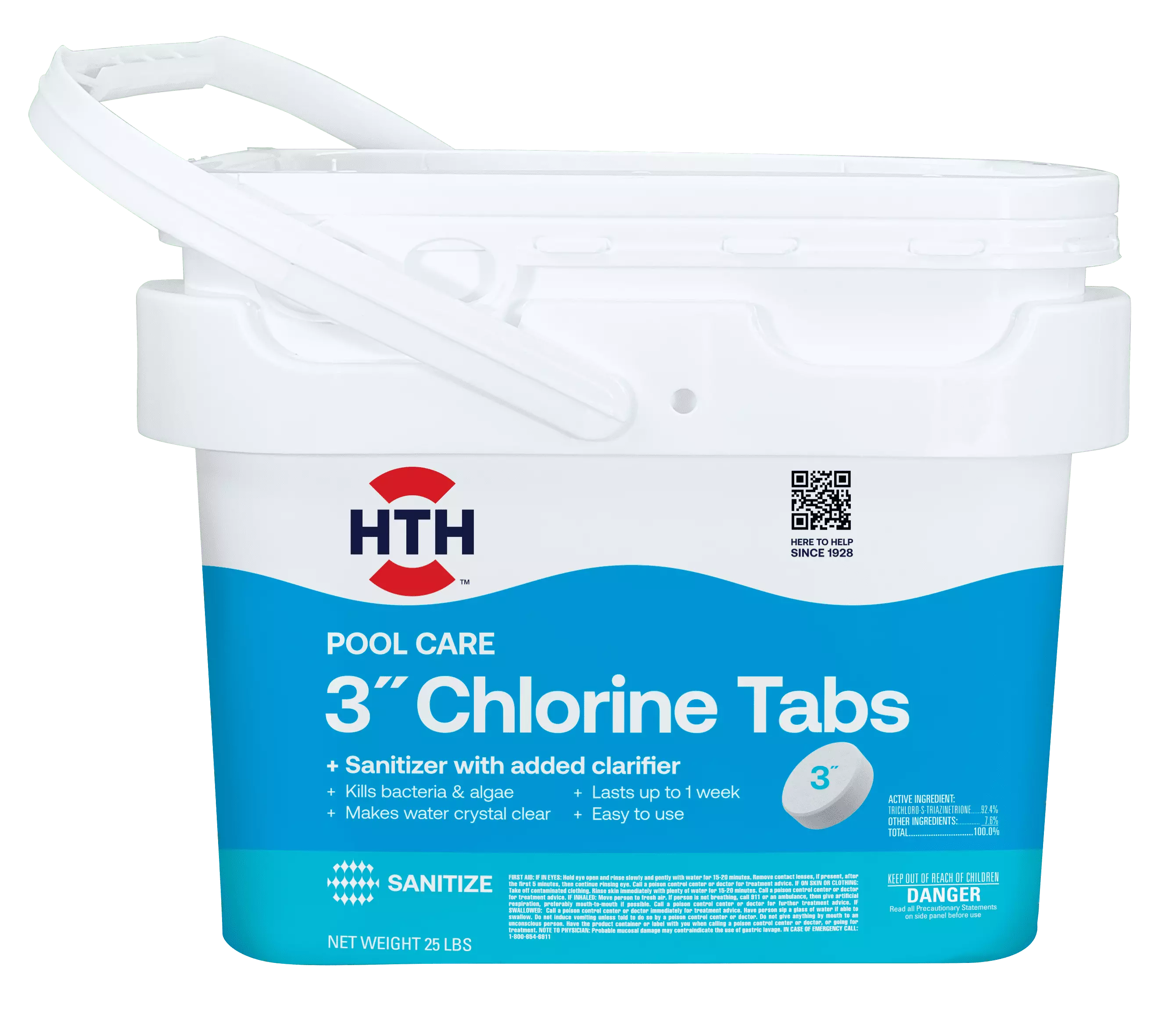HTH Pool Care 3 Chlorine Tabs Swimming Pools Pool Chemicals 25 lbs 25