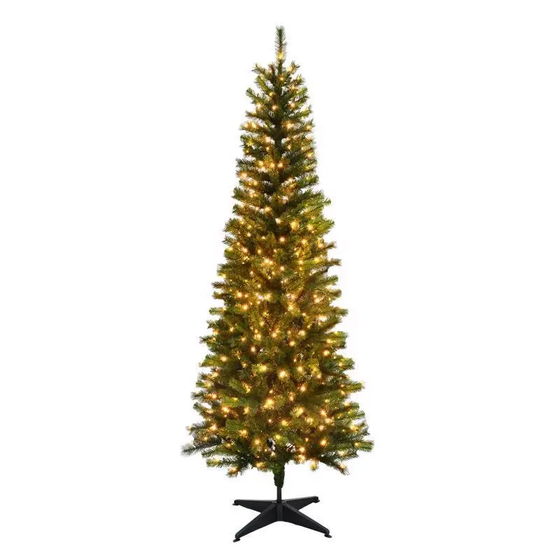 Celebrations 7 ft Pencil LED 250 ct Highland Green Spruce Christmas Tree