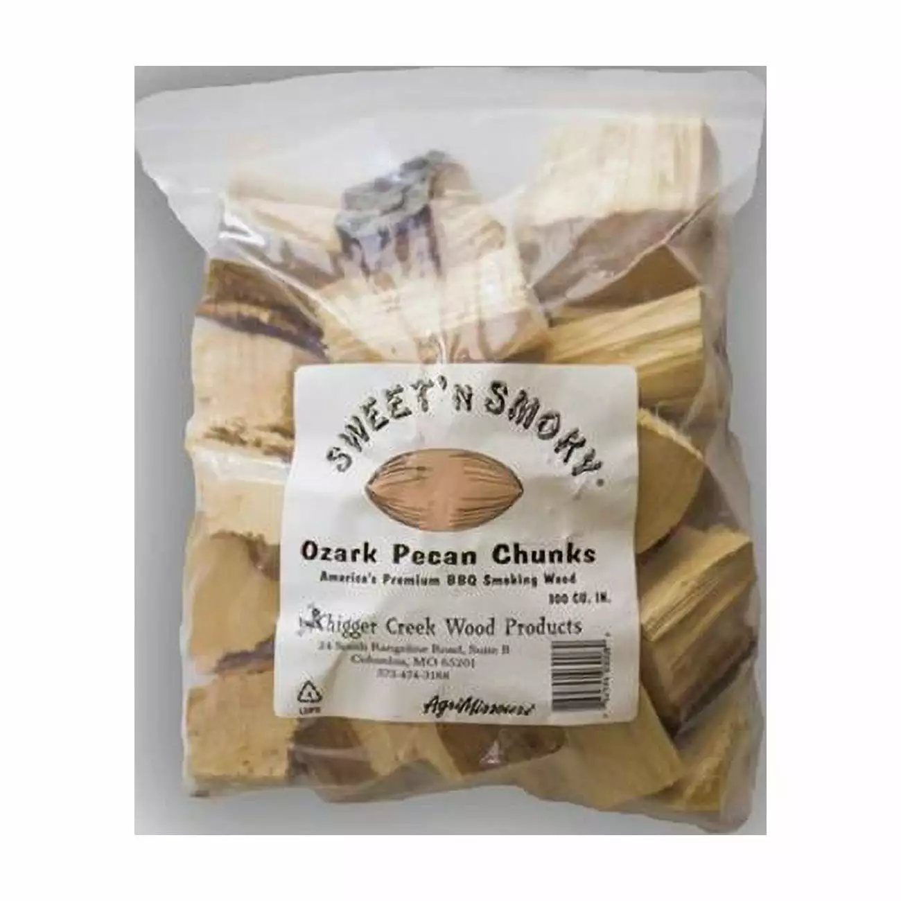 Chigger Creek Sweet 'N Smoky All Natural Ozark Pecan Wood Smoking Chunks 300 cu