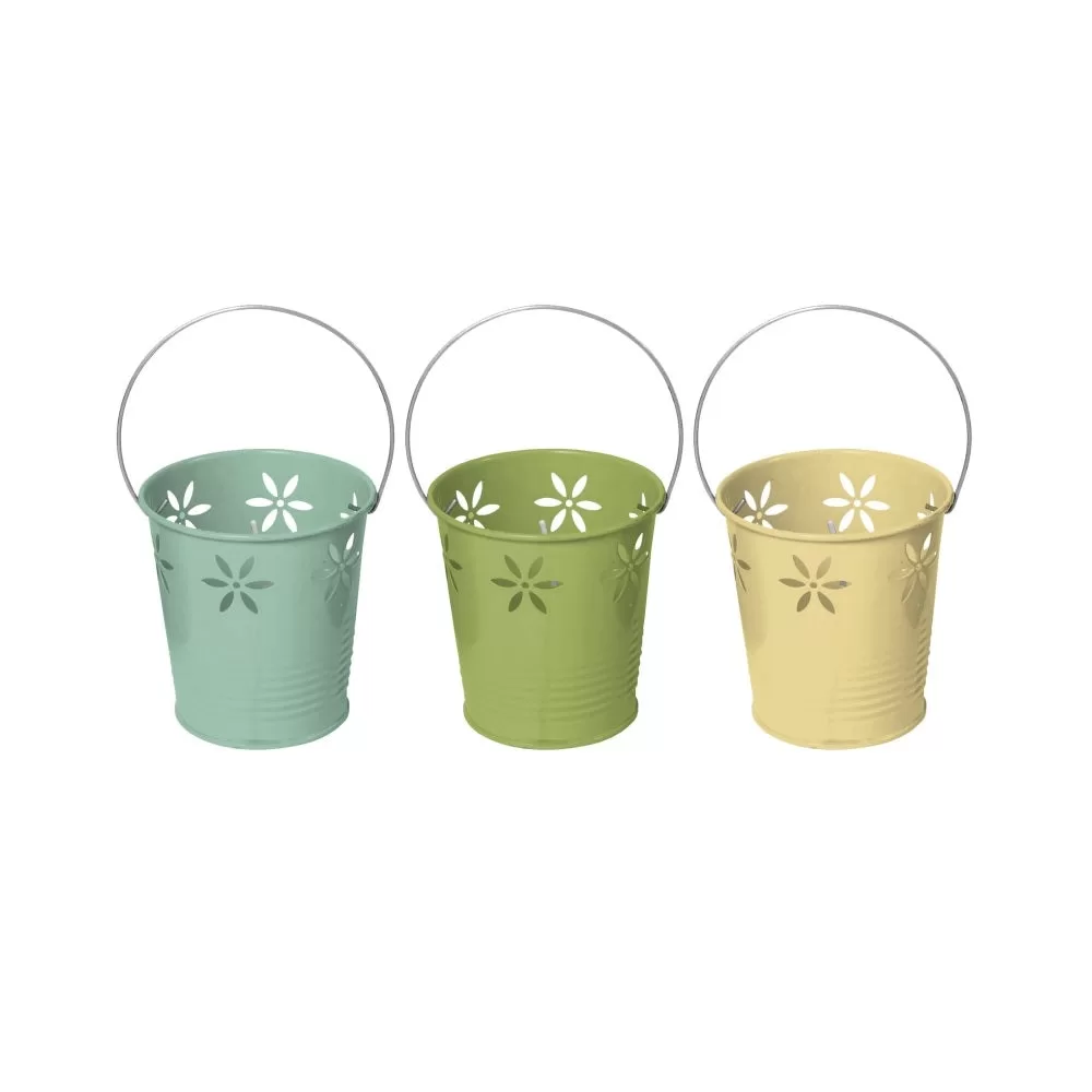 Seasonal Trends Y1279 Flower Bucket Citronella Candle Assorted Colors