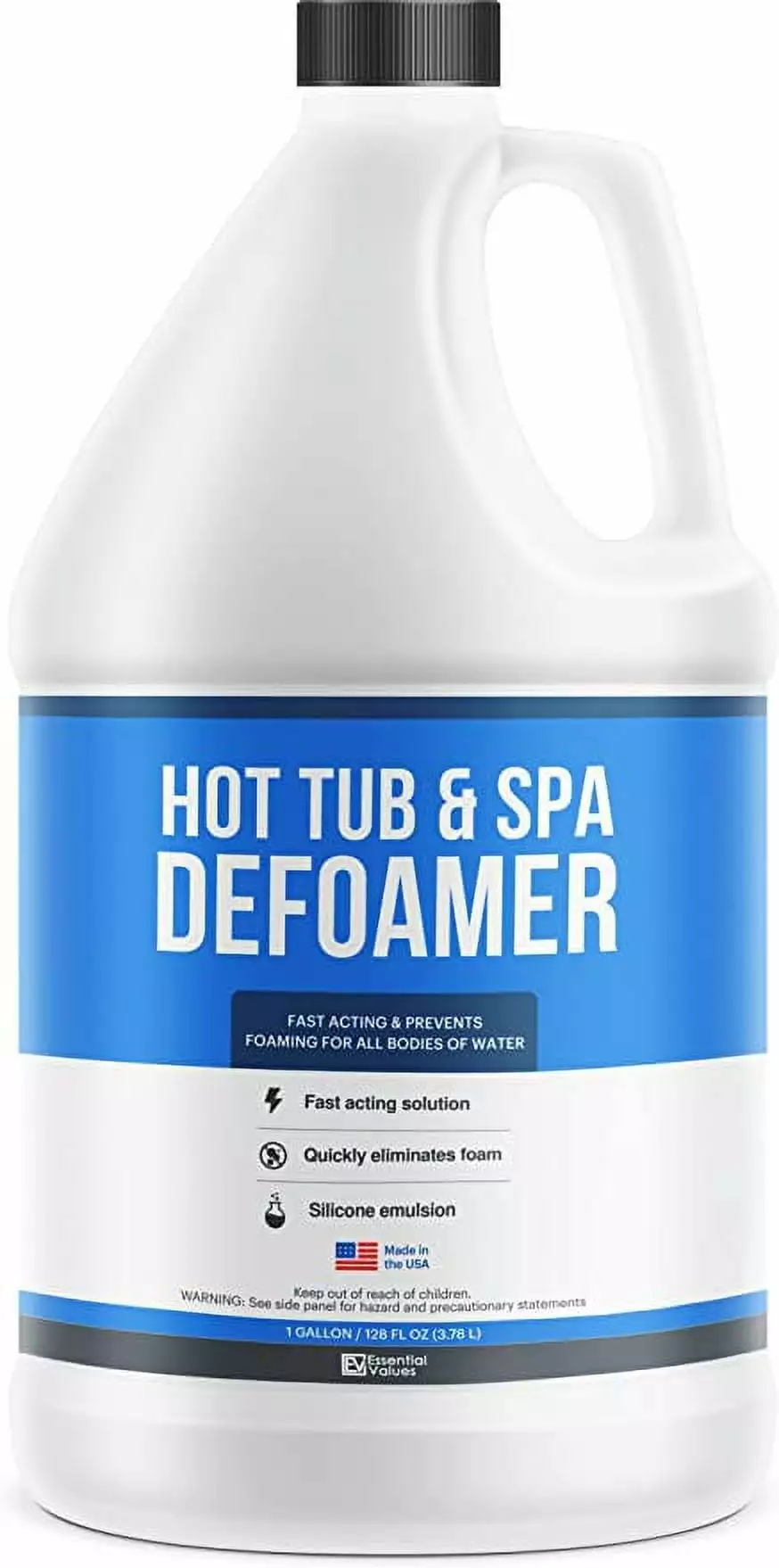 Essential Values 32oz Eco-Friendly Hot Tub Foam Remover Safe Effective Silicone Emulsion Formula 32