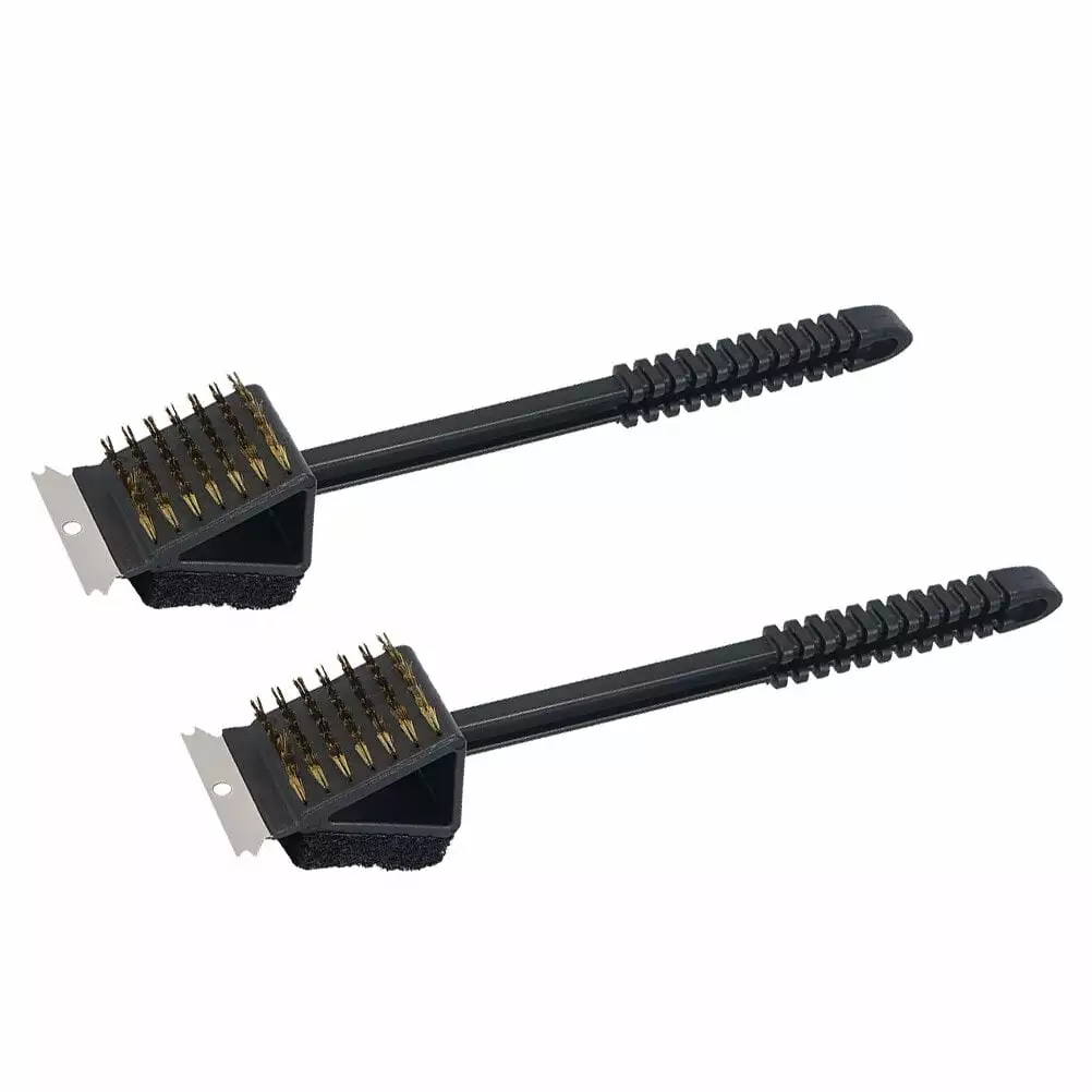 2 Pcs Charcoal Grill Outdoor Cooking Grill Cleaner BBQ Scrubber Picnic Cleaning Brush Detergent Triple Plastic