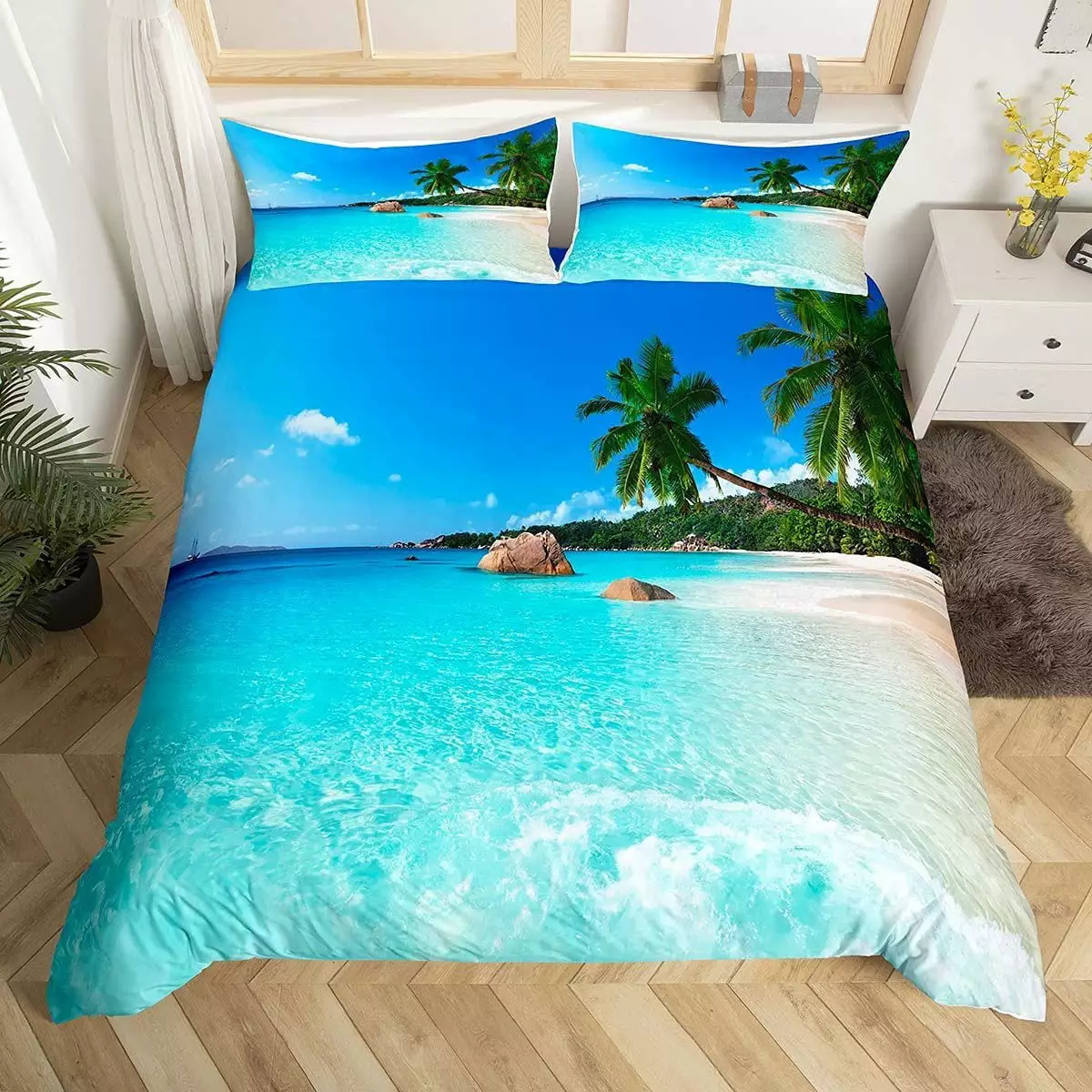 Seashell Beach Theme Coastal Quilt Set 3-Piece Bedding Twin to King Size Lopsie