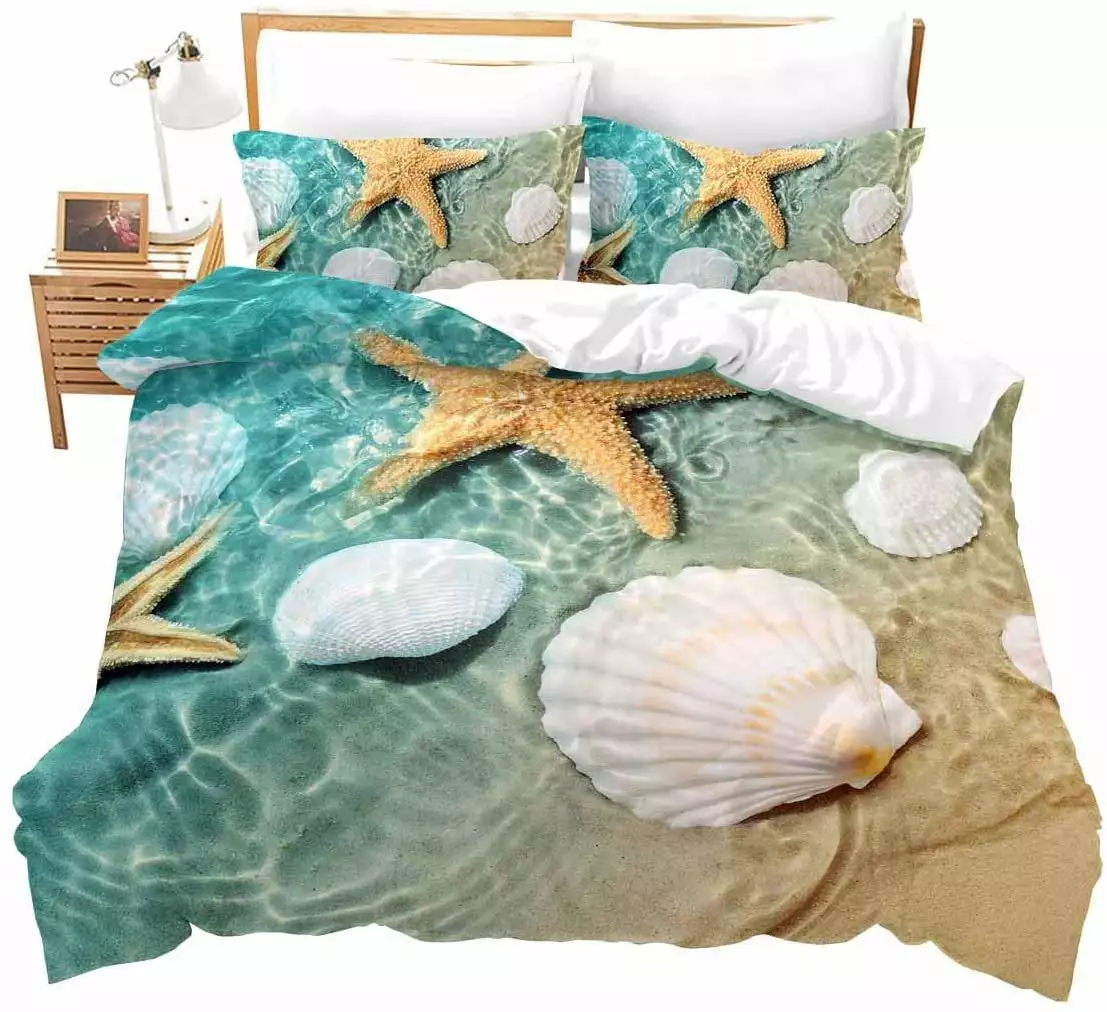 Starfish Reef Coastal Beach Quilt Set 3-Piece Bedding Twin to King Size Lopsie
