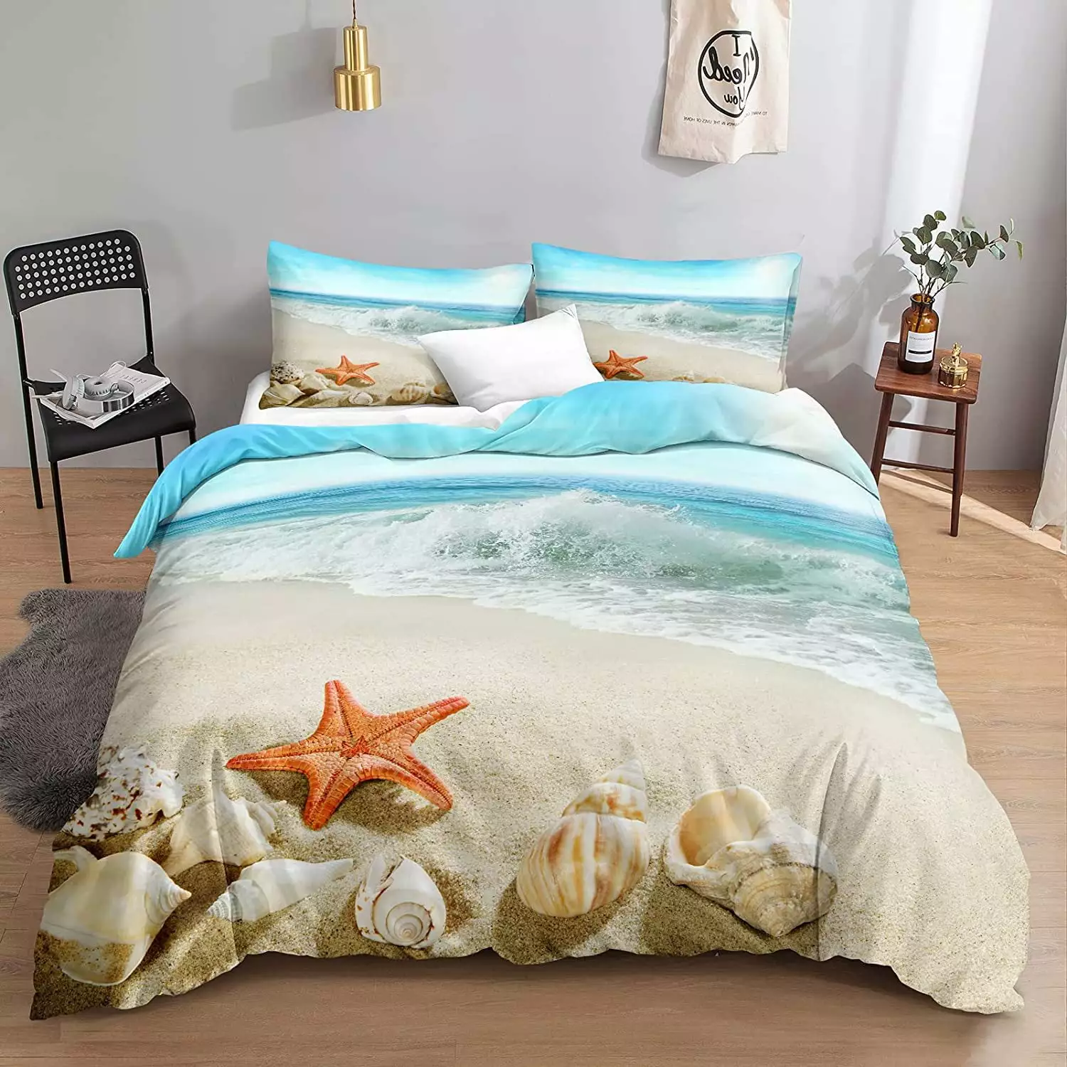 Seashell Beach Theme Coastal Quilt Set 3-Piece Bedding Twin to King Size Wotrick