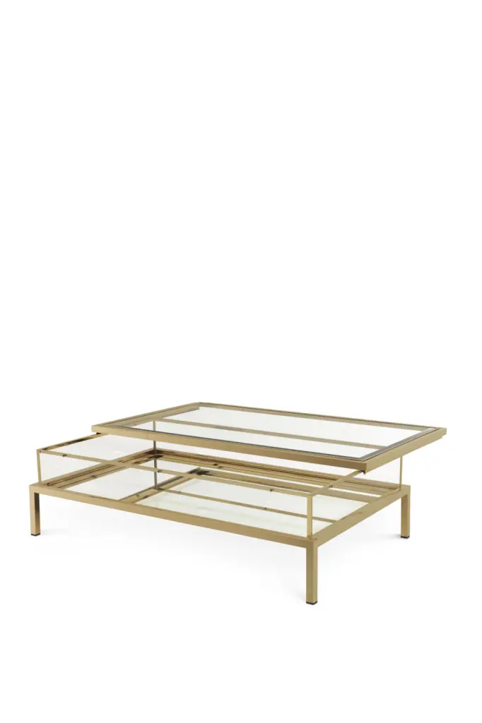 Brushed Brass Sliding-Top Coffee Table Eichholtz Harvey Modern Furniture