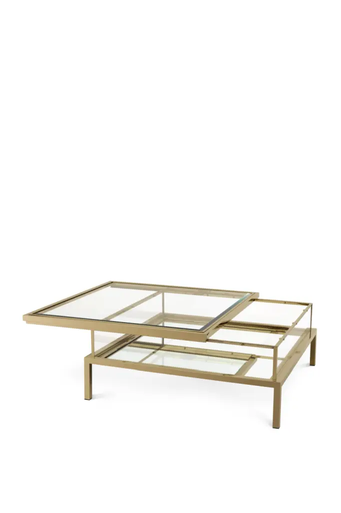 Brushed Brass Square Coffee Table Eichholtz Harvey Modern Living Room Furniture