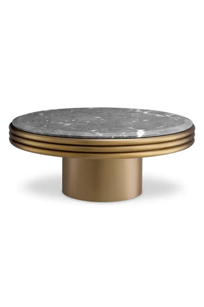 Round Gray Marble Coffee Table Eichholtz Claremore Elegant Living Room Table