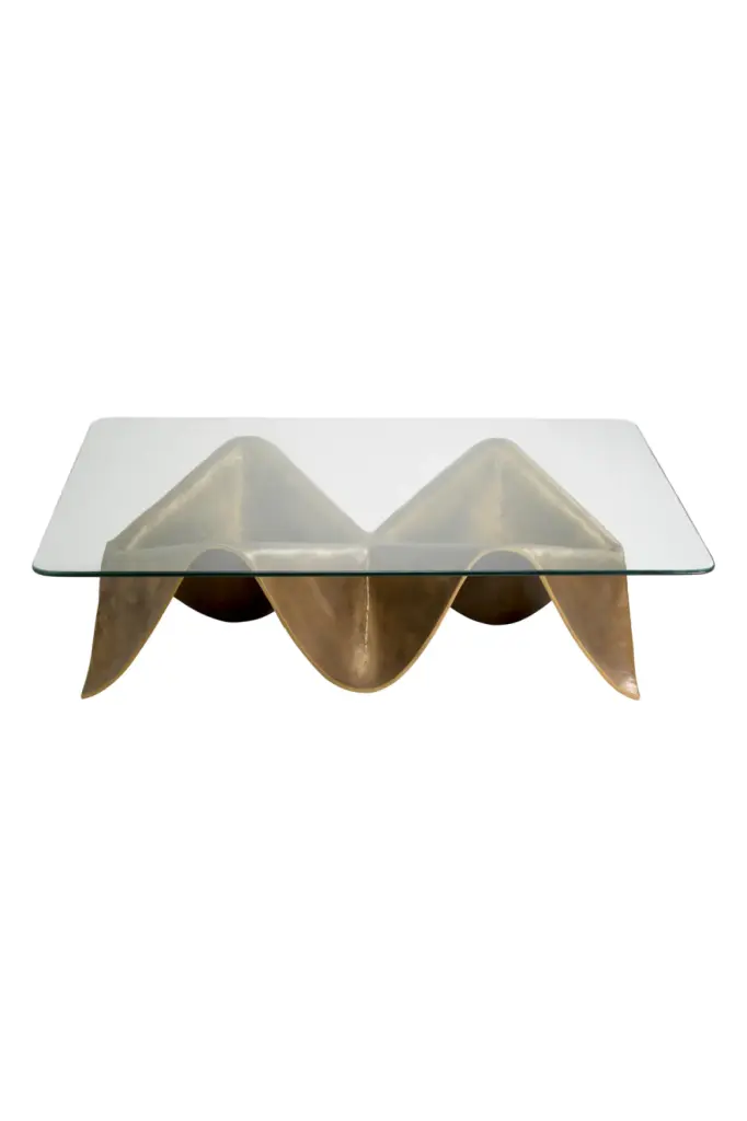 Wavy Vintage Brass Coffee Table Eichholtz Angelico Retro Living Room Table