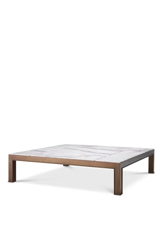 White Marble Brass Coffee Table Tardieu Eichholtz