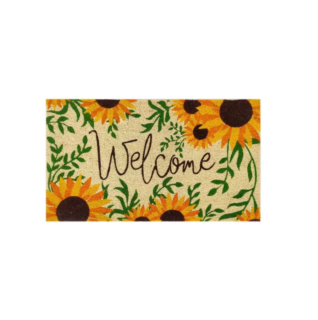 First Concept FC-72021 Welcome Sunflowers Coir Door Mat Multicolored Decorative Front Porch Mat