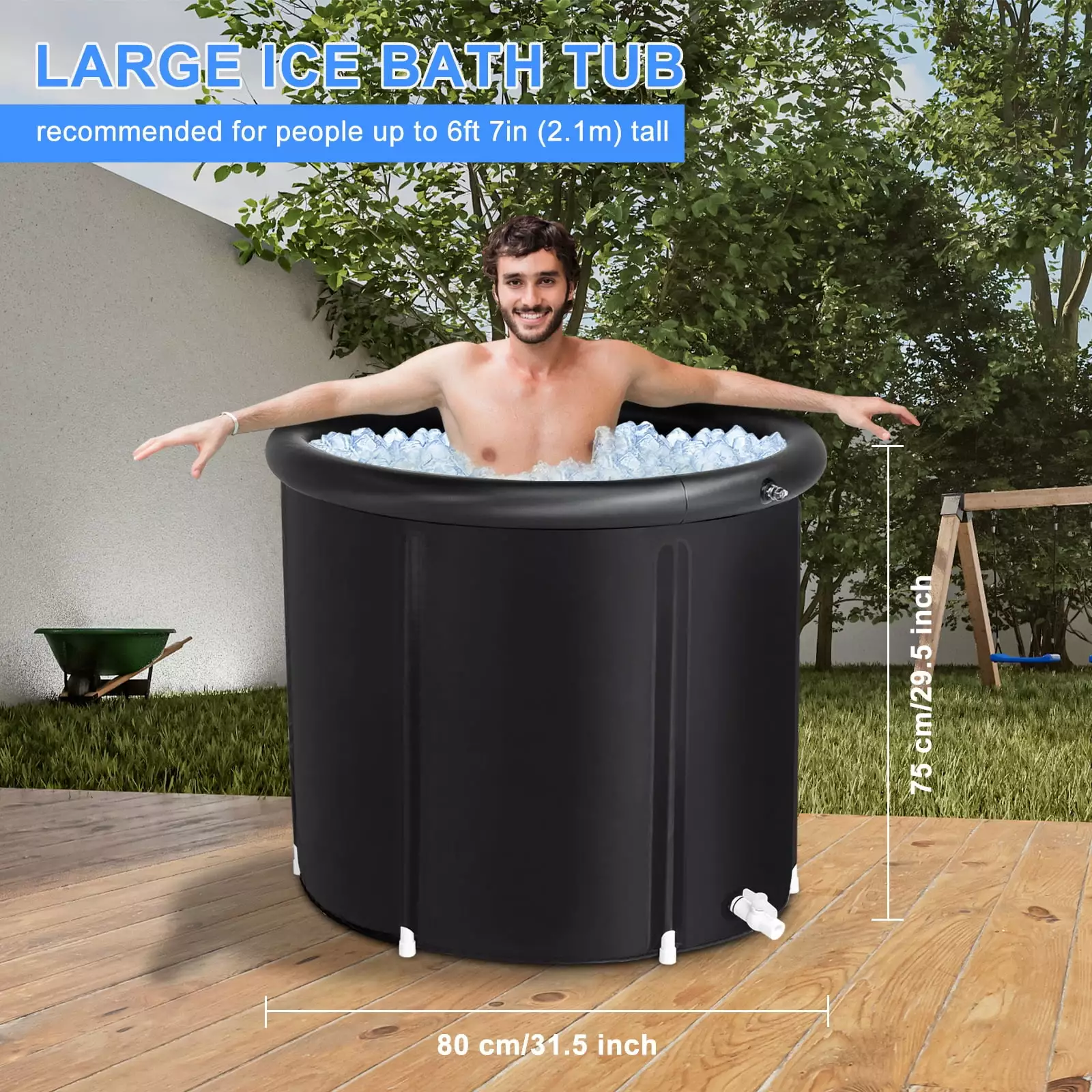 Portable 105 Gallon XL Cold Plunge Tub Travel Bag Ice Pack Pump Athletes and Wellness 105