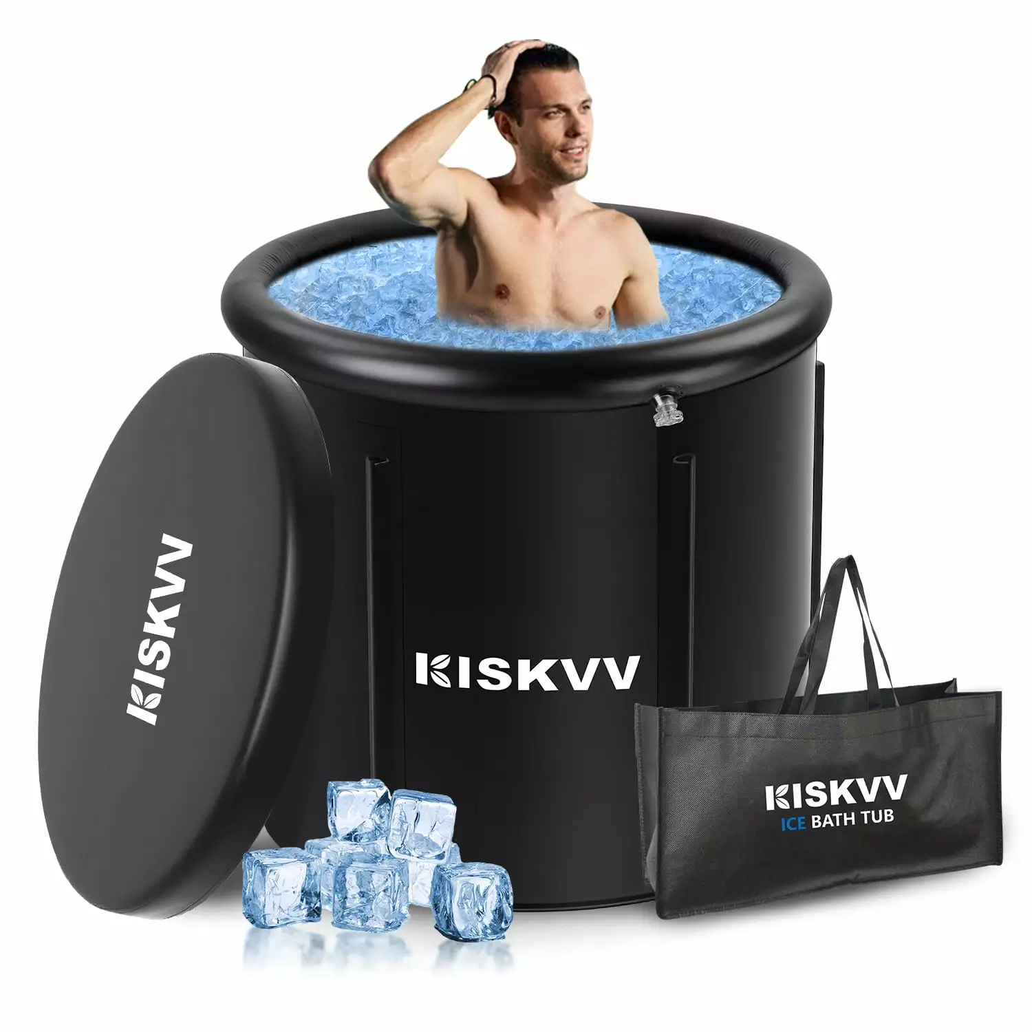 Ice Bath Tub Folding Portable Inflatable Cold Tub Lid Athletes Recovery