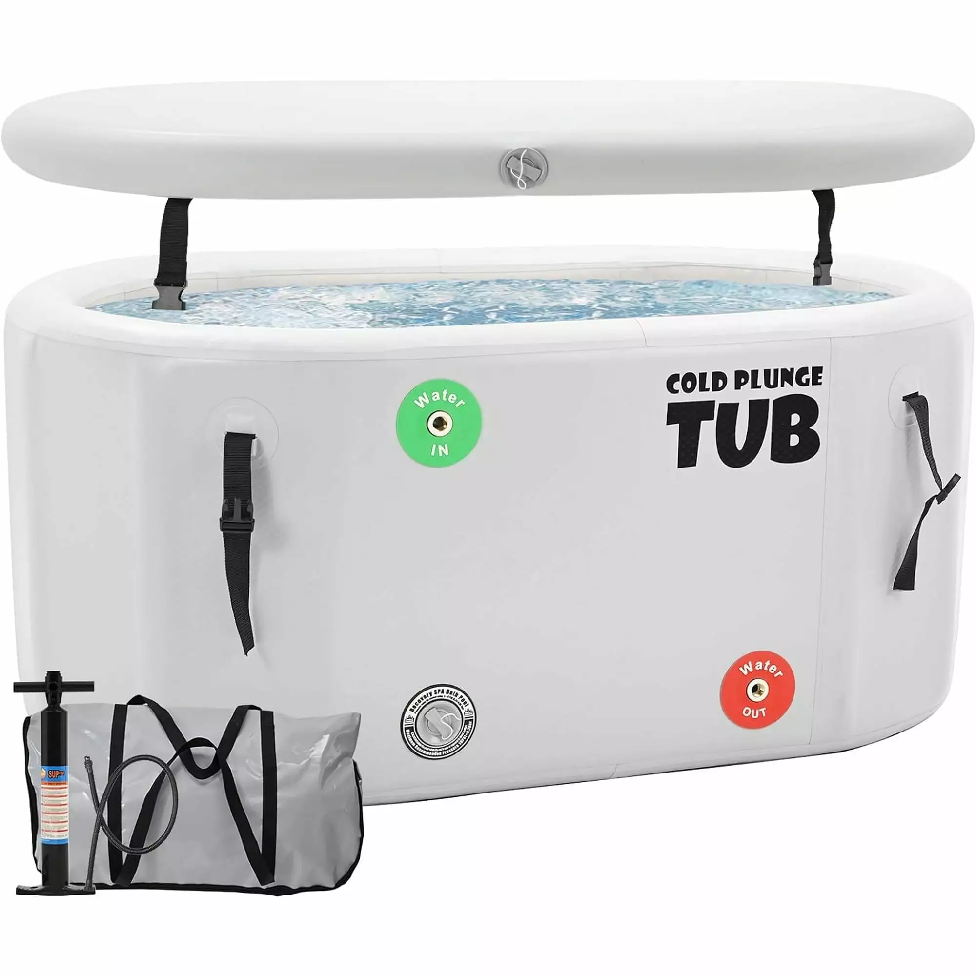 Lilypelle Inflatable Rectangle Ice Bath Cold Plunge Tub PVC Insulated Lid Athletes 51l