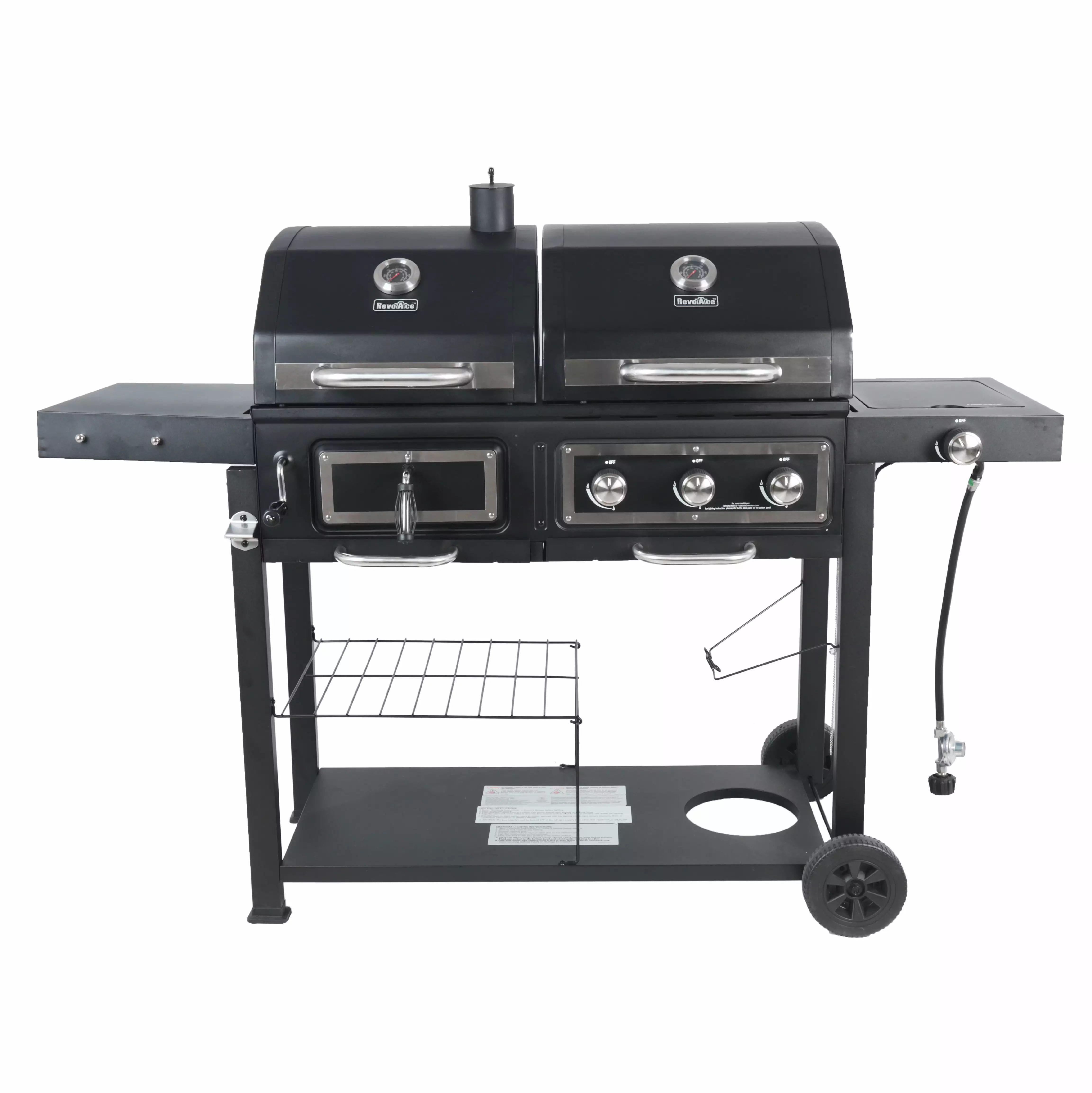 RevoAce Dual Fuel Gas & Charcoal Combo Grill Black Stainless