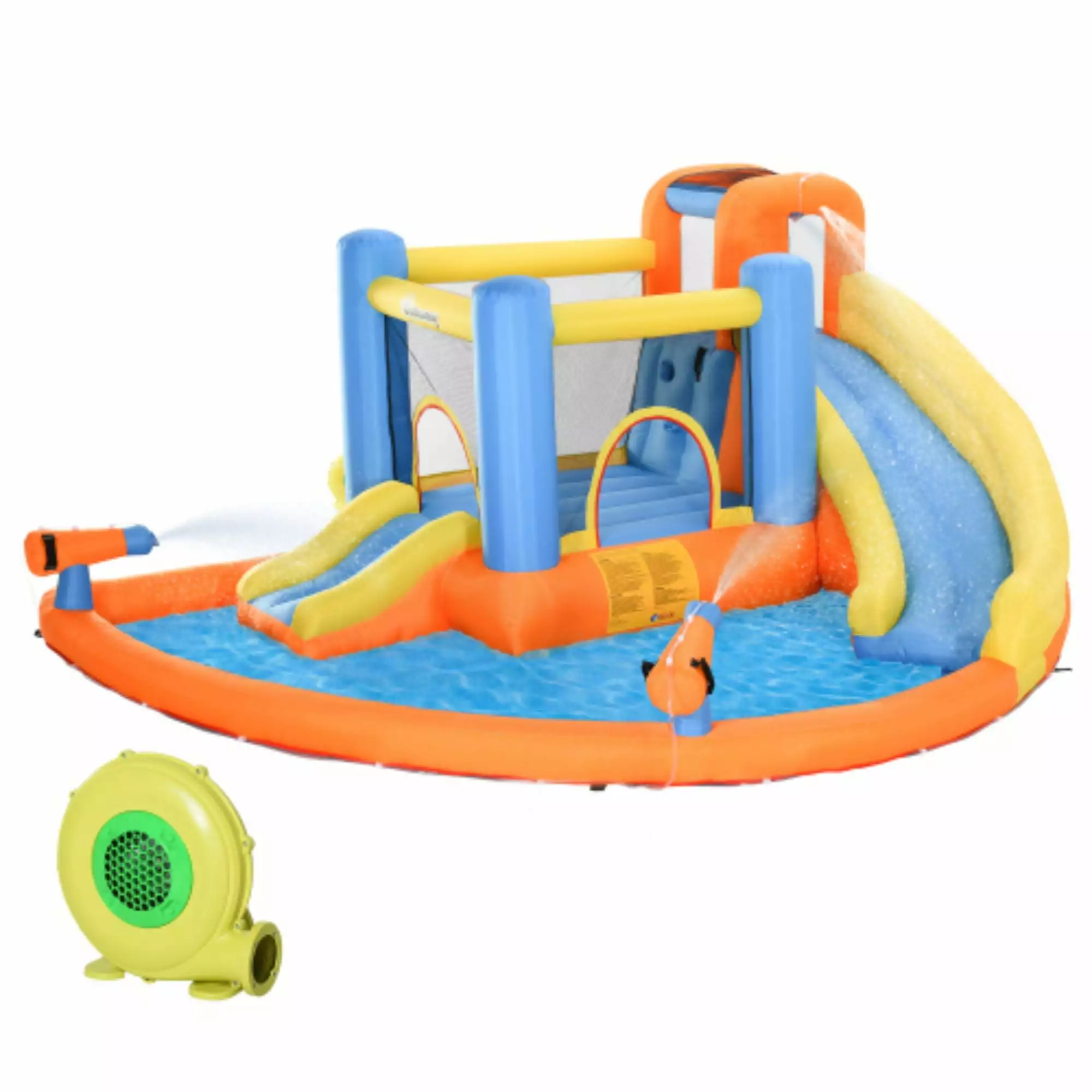 ZPL Premium 5--1 Inflatable Water Slide Bouncy House Pool Slide Climbing Wall and Water Cannons - Includes 450W Blower