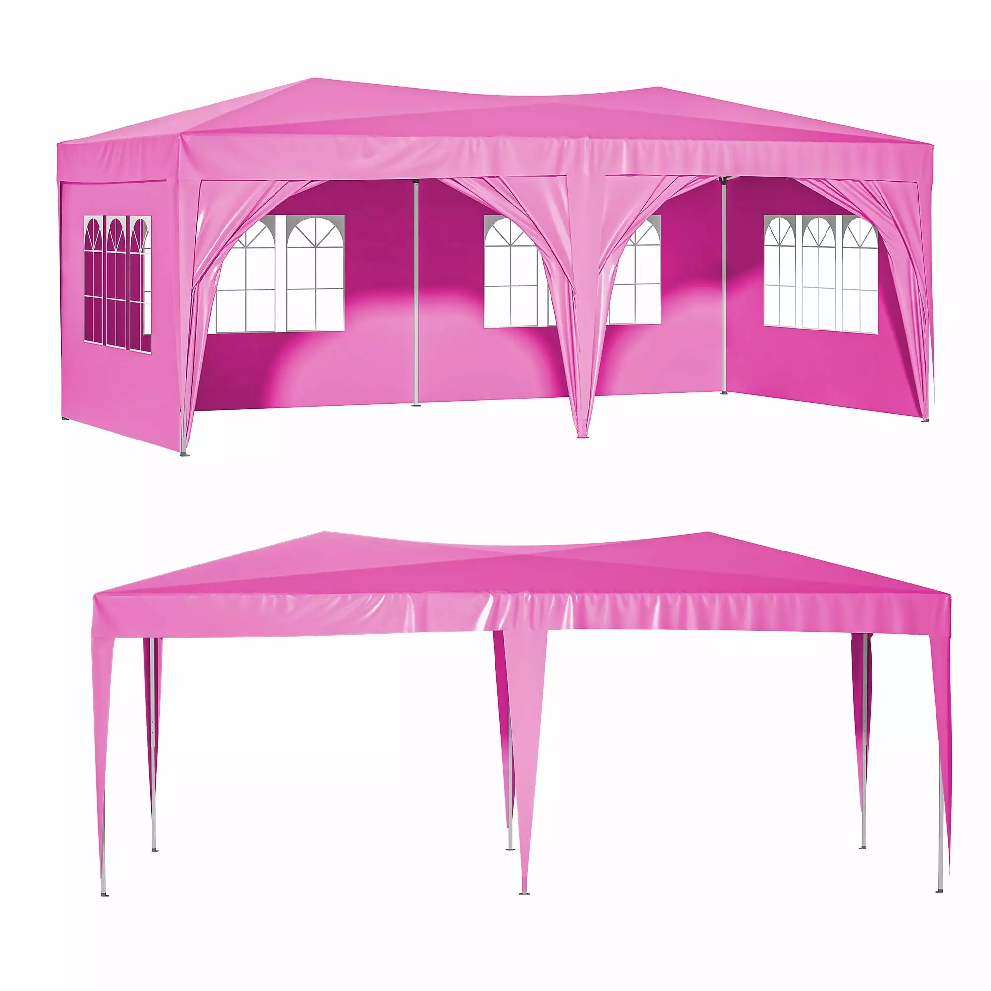 10x20 Pop Up Canopy Tent 6 Sidewalls Waterproof Commercial Tent Carry Bag and Sand Bags Pink CoSoTower