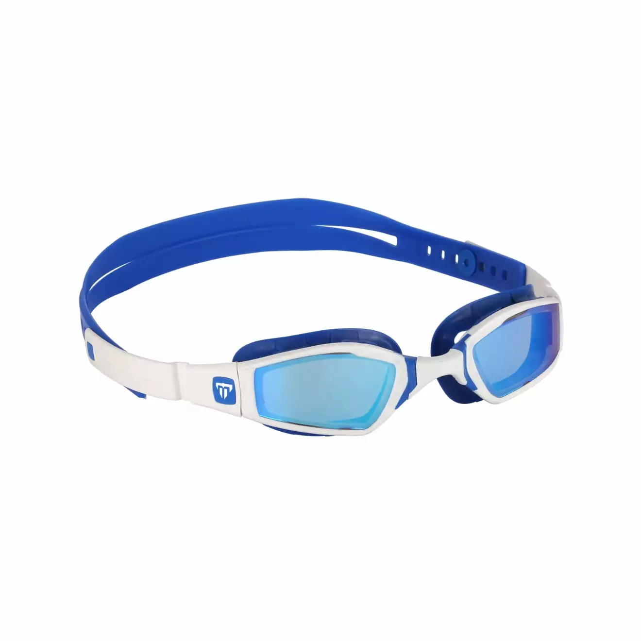 Phelps Ninja Titanium Mirrored Swim Goggles White and Blue