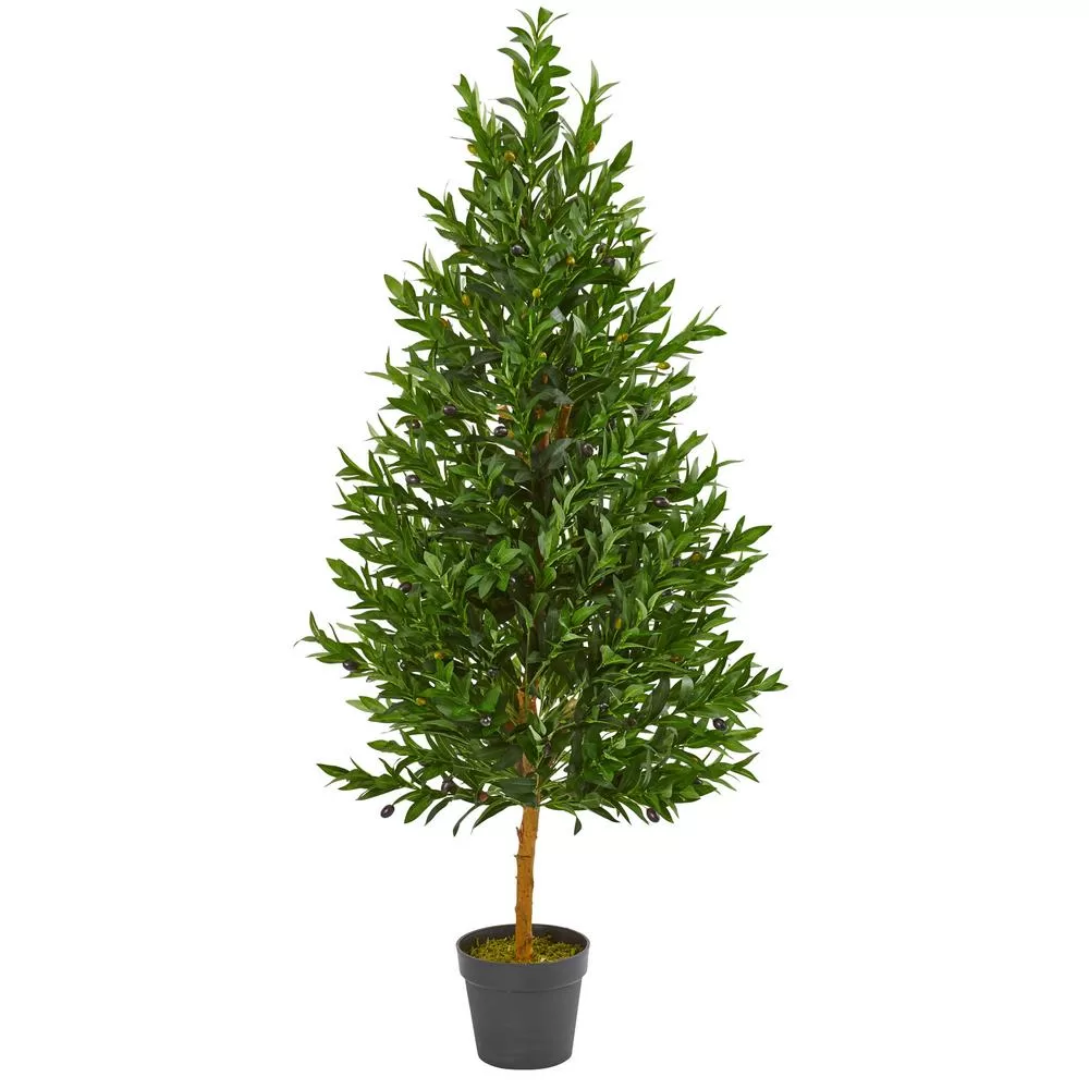 Nearly Natural 4.5 Foot Olive Cone Topiary Artificial Tree Indoor Outdoor UV Resistant
