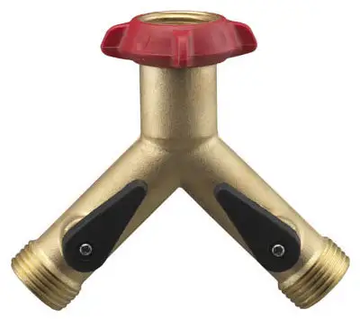 Nelson 50545 Dual Outlet Industrial Hose Y-Connector Brass Heavy Duty Use
