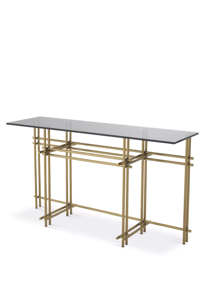 Smoked Glass Brass Console Table Entryway Furniture Eichholtz Quinn