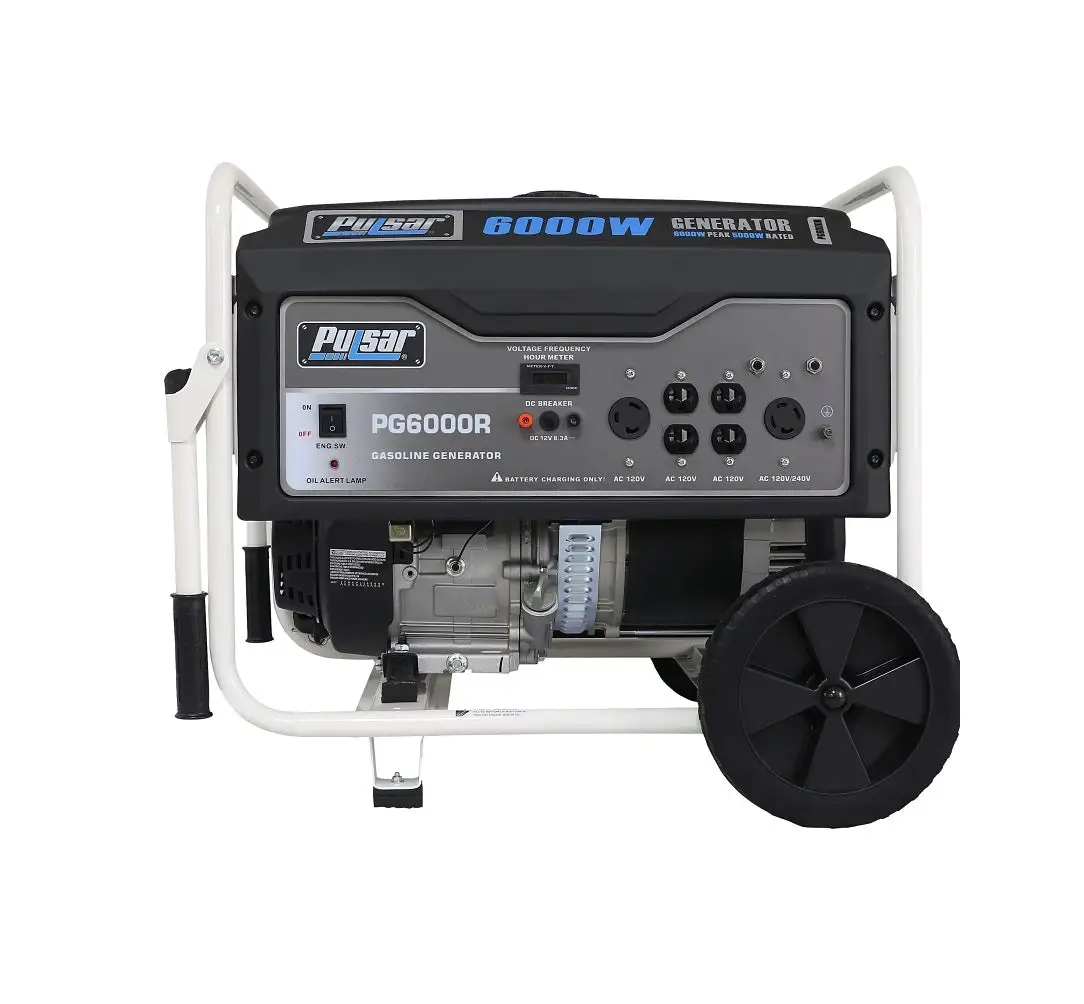 Pulsar PG6000R Portable Generator 5.2 Gallon Tank 6000 Watt Outdoor Events Power Outages