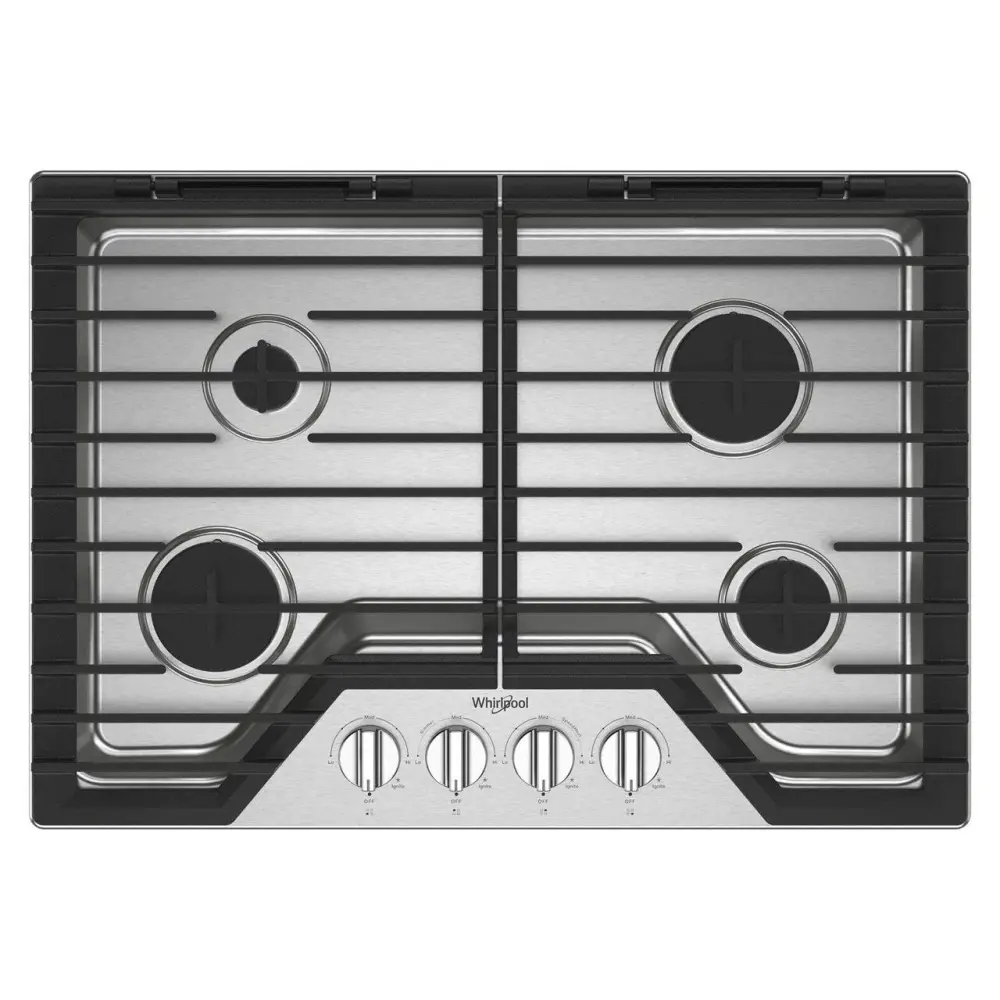Whirlpool 30-inch Built- Gas Cooktop EZ-2-Lift™ Hinged Heavy-duty Grates WCGK5030PS