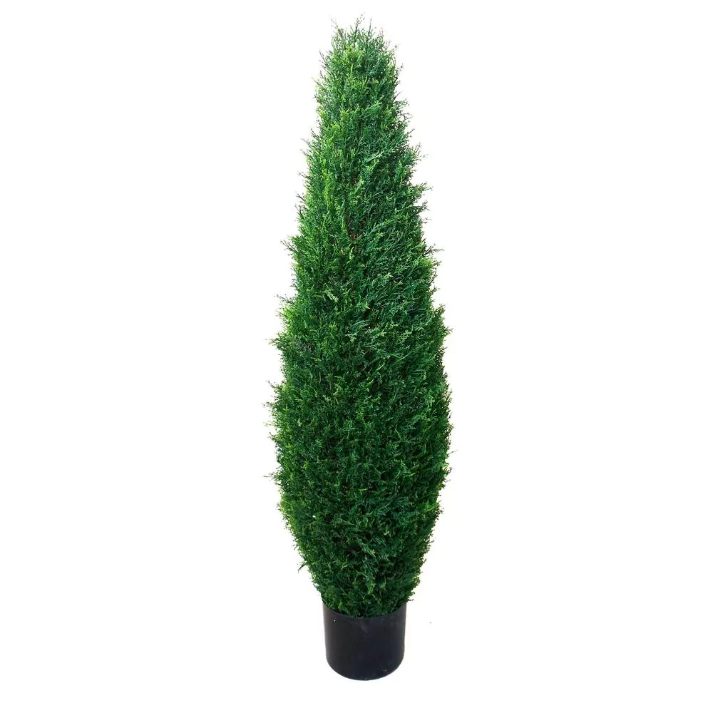 Pure Garden 41-Inch Faux Potted Artificial Cyprus Tree Indoor Outdoor Decor