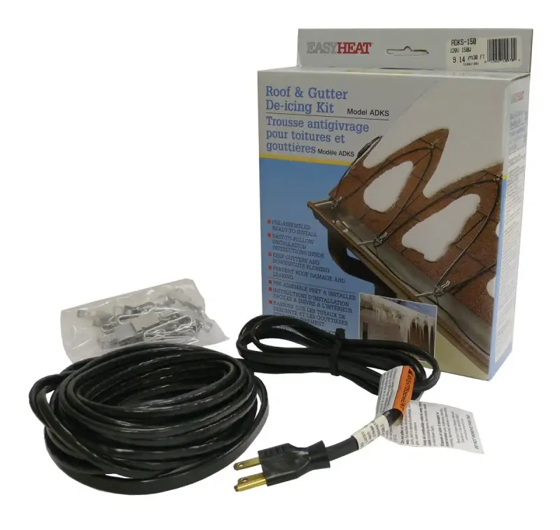 EasyHeat ADKS Series ADKS400 Roof and Gutter De-Icing Cable, 80 ft L, 120 V, 400 W Rust-Proof Frame